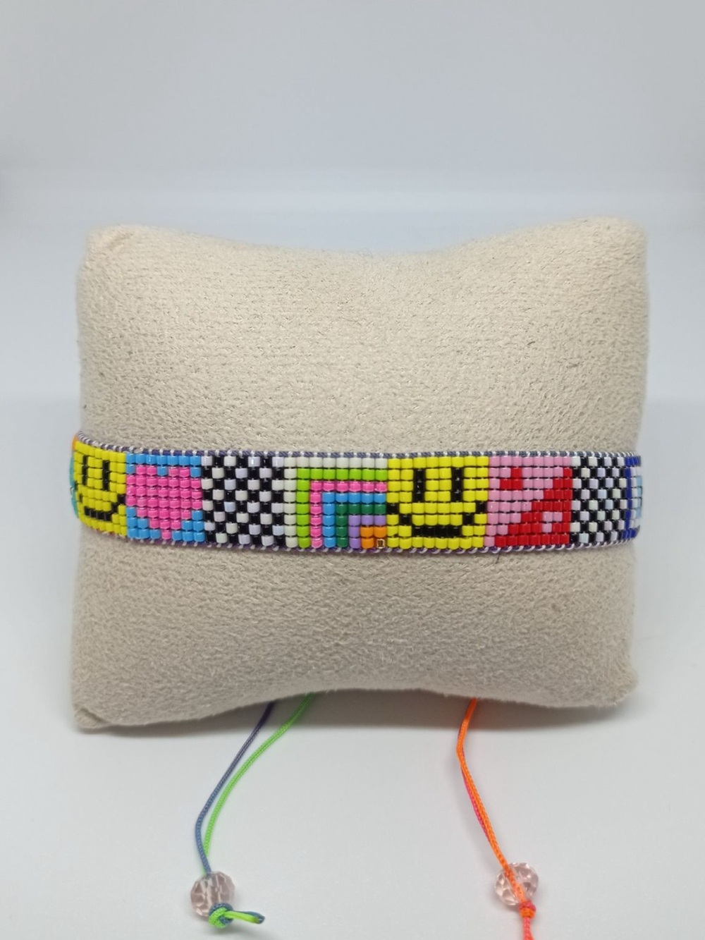 Handmade Beaded Friendship Bracelet with Smileys & Hearts - Multicolor